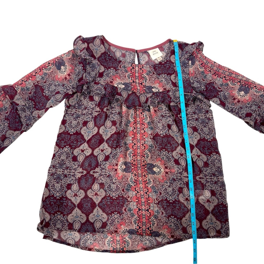 Knox Rose Womens Floral Paisley Flowy Long Sleeve Blouse - Picture 10 of 13